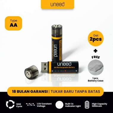UNEED Battery Rechargeable AA / Baterai AA 1000mAh with USB A - UBT801