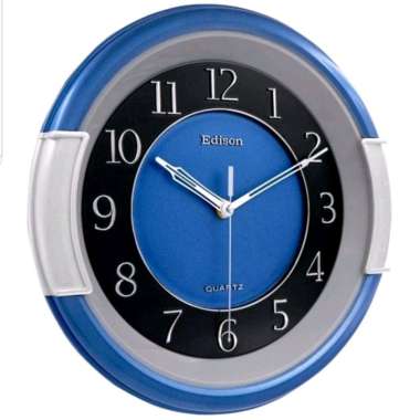 Jam Dinding Edison Sweep EDW 35 T16  Timbul Diameter 310mm 31cm Sweep 31cm Biru