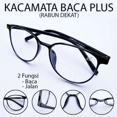 Kacamata Plus Double 2 Fungsi Baca Dan Jalan Frame Oval Model Pria dan Wanita High Quality +1.25