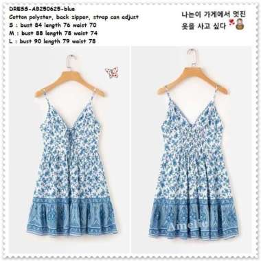 AB250625 Retro Tank Top Mini Dress Wanita Korea Import White Putih