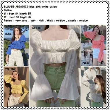 AB262022 Baju Atasan Pantai Summer Blouse Wanita Korea Import Putih