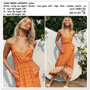 AB354937 Summer Long Dress Midi Maxi Pantai Etnik Wanita Korea Import