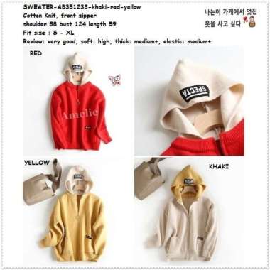 AB351233 Winter Hoodie Sweater Jacket Jaket Rajut Wanita Korea Import