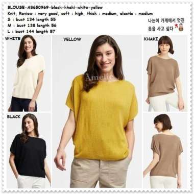 AB650969 Baju Atasan Rajut Wanita Blouse Korea Import Jumbo Big Size BLACK L