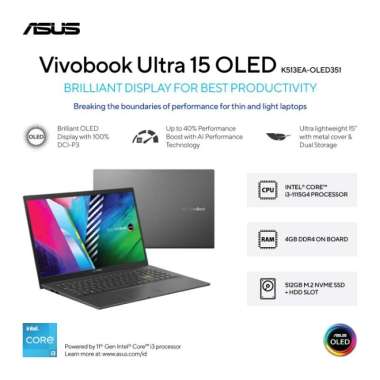 ASUS VivoBook Ultra 15 K513EA-OLED351 - i3-1115G4 4GB 512GB 15.6"