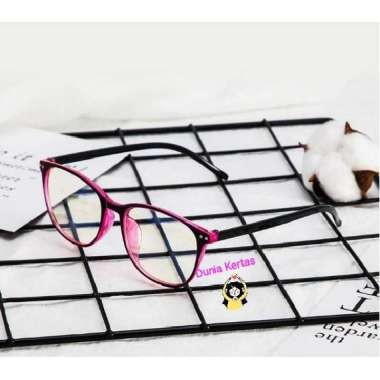 Kacamata Minus/Normal Anti Radiasi Cat Eye HITAMPINK - MINUS150