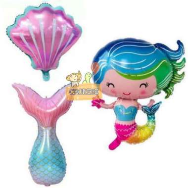 Balon Foil Karakter Ekor Mermaid Putri Duyung Kerang - Ekor Mermaid