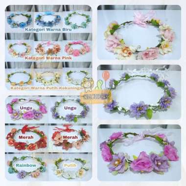 Mahkota Bunga / Bando Ikat Mahkota Bunga / Flower Crown PREMIUM - Putih