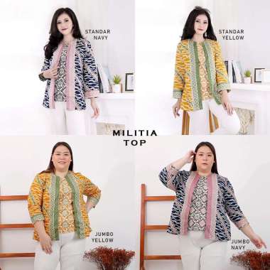 Evercloth Militia Atasan Batik Lengan Panjang Blazer Baju Batik Panjang Standard YELLOW