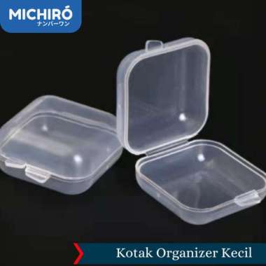 Michiro kotak kecil mini transparan plastik storage box/ kotak wadah bening penyimpanan mini isi 3 p