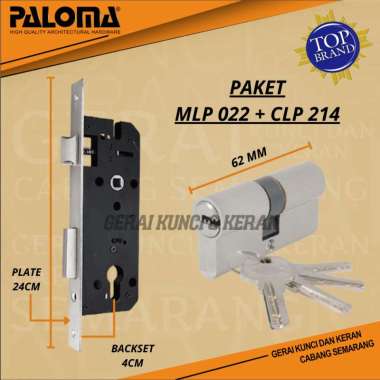 PAKET MLP 022 CLP 214 ( BODY SLOT + CYLINDER ) PALOMA MORTISE KUNCI PINTU SWING