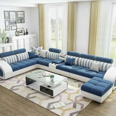 Sofa Letter U Shape / Sofa Ruang Tamu Keluarga Biru