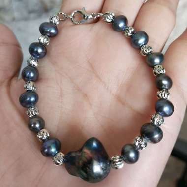 Gelang Mutiara Baroq Hitam Mutiara Air Tawar