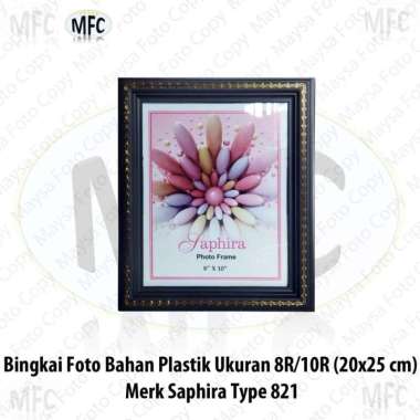 Bingkai Foto 8R atau 10R 20x25 cm Saphira Plastik Hitam corak Emas Type 821