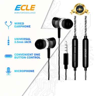 Headset Earphone ECLE Super Bass Stereo sound audio aux 3.5mm cable