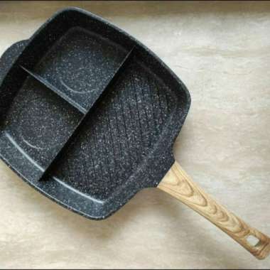 Belvin Grill Frypan Fry Pan Sekat 3 Anti Lengket Marble Granit 3 In 1