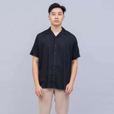 Houseofcuff Kemeja Bowling Lengan Pendek Rayon Shirt Hitam L