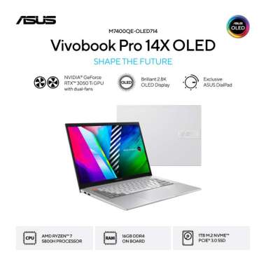 ASUS VIVOBOOK PRO 14X M7400QE OLED713 RYZEN 7-5800H/16GB/1TB SSD M.2 NVME PCIE/RTX3050Ti 4GB METEOR 