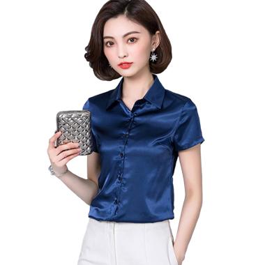 Jfashion Haruka Gaya Korea Kemeja Lengan Pendek Wanita L Navy