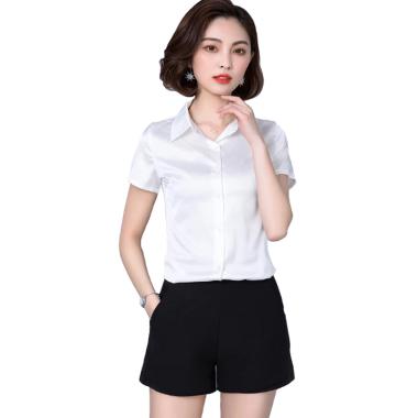 Jfashion Haruka Gaya Korea Kemeja Lengan Pendek Wanita L Putih