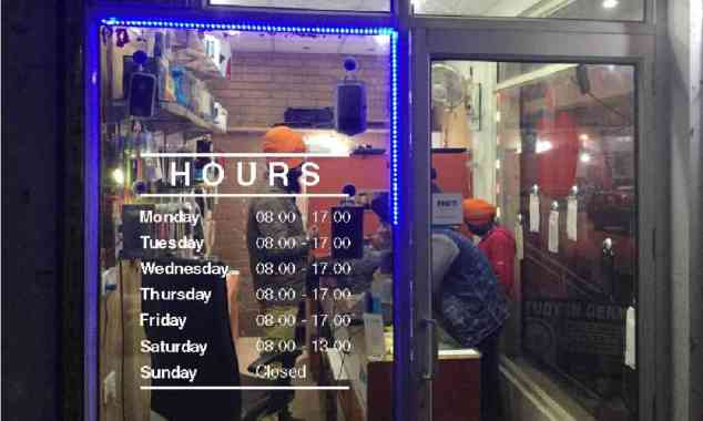 Sign Stiker Jam Buka Tutup Toko Tiap Hari Operasional Opening Hours Ca