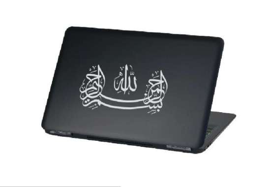 Stiker Laptop Motor Lafadz Kaligrafi Allah Muhammad Muslim Islami Kata Putih