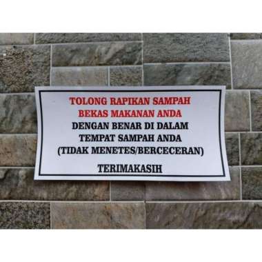 Stiker Peringatan Aturan Kost Rapikan Bekas Makanan Sampah Berceceran