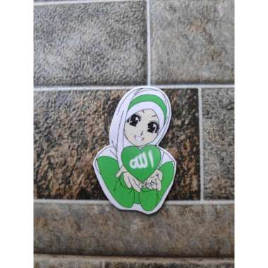 Stiker Vinyl Karakter Islami Wanita Hijab HP Motor Helm Laptop Buku