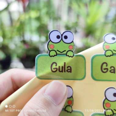 Stiker Toples Keroppi Keropi Label Nama Bumbu Dapur Tempel Anti Air