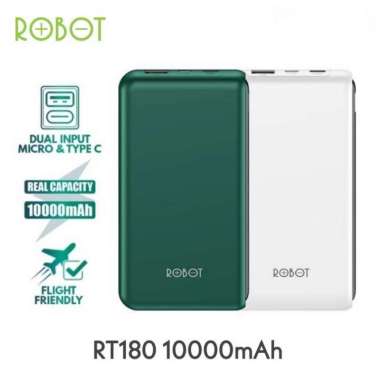 Vivan Robot PowerBank RT180 10000mAh DUAL INPUT 10000 mAh Power Bank - Hijau Putih