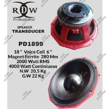 Speaker Komponen RDW PD 1899 PD1899 18 Inch ORIGINAL