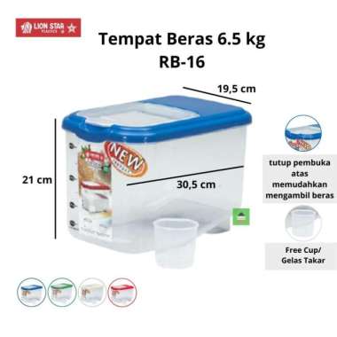 Lion Star Kotak Beras / Tempat Beras Oriza Rice Box 6,5kg RB-16 Biru