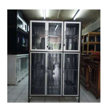 Rak Piring 3 Pintu Full Box (Tiang Besar + Kaca Riben)