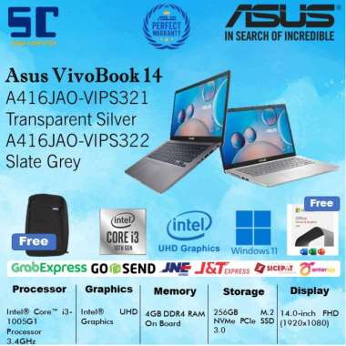 Asus A416JAO-VIPS321/322/323/324/325/326 i3-1005G1/4GB/256GB/Intel UHD Graphics/Win11+OHS2021 Transp