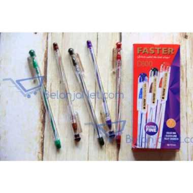Pen faster C600 Hitam/Biru/Merah [1 LUSIN] Hitam