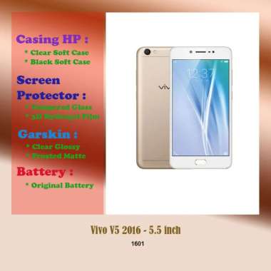 Vivo V5 2016 - 5.5 inch - Case - Screen Protector - Battery - Dll Garskin Clear