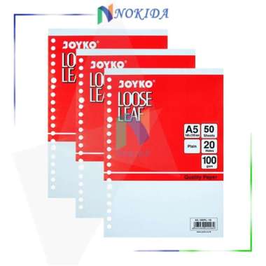 Nokida Kertas Binder Putih Polos Joyko Loose Leaf A5-100PL-50 [50 Lembar] / Buku Binder Isi Ulang / 