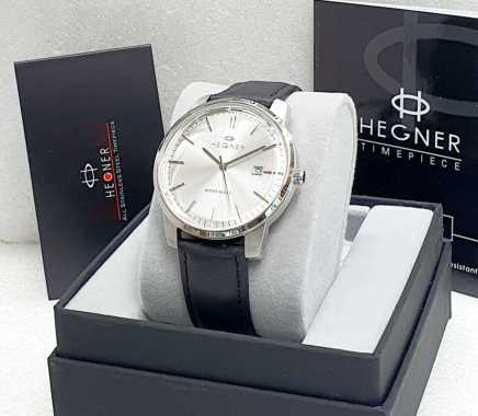 Jam Tangan Pria HEGNER ORIGINAL Strap Kulit Tanggal Aktif Free Box dan Garansi H040323 Hitam 5