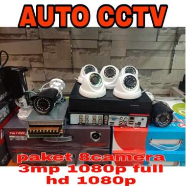 PAKET CCTV HDTVI 3MP FULL HD 1080P 8CH LENGKAP HDD 1TB + MONITOR