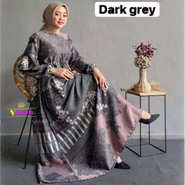 Zulina Dress - Gamis Terbaru Maxmara Silk Premium Dress Wanita Lengan Panjang Balon Karet Maxi Dress