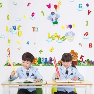 OEM Edukasi Abjad Alphabet Angka Wallpaper Stiker - Multicolour 001 MULTICOLOR