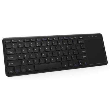 Keyboard Wireless Slim Dengan Touchpad untuk Laptop PC HP Smart TV Hitam