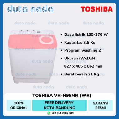 TOSHIBA MESIN CUCI 2 TABUNG 8.5KG VH-H95MN (WR)