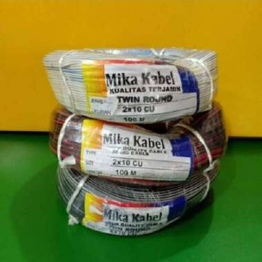 Kabel MIKA Isi 2x10 CU Kabel Listrik Tembaga / Kabel Listrik Instalasi Putih Biru