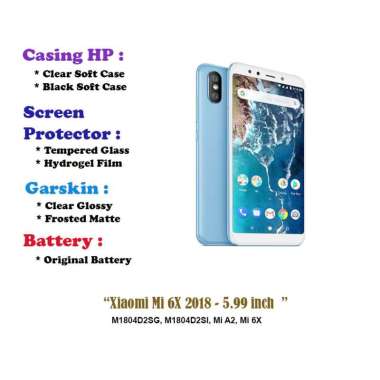 Xiaomi Mi 6X 2018 - 5.99 inch - Case - Screen Protector - Battery - Dll Black Hard Case