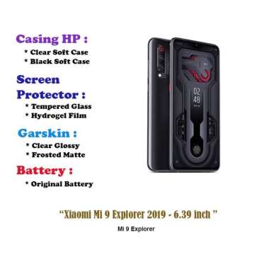 Xiaomi Mi 9 Explorer 2019 - 6.39 inch - Case - Screen Protector - Battery - Dll Black Soft Case
