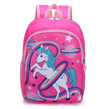 Tas Anak Ransel PAUD TK Perempuan Cewek Karakter Unicorn Kuda Poni 16 Dark Pink