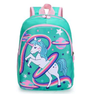 Tas Anak Ransel PAUD TK Perempuan Cewek Karakter Unicorn Kuda Poni 16 Green
