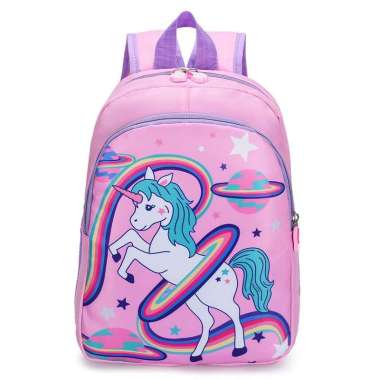 Tas Anak Ransel PAUD TK Perempuan Cewek Karakter Unicorn Kuda Poni 16 Pink