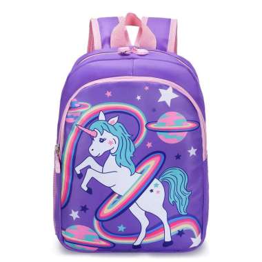 Tas Anak Ransel PAUD TK Perempuan Cewek Karakter Unicorn Kuda Poni 16 Purple
